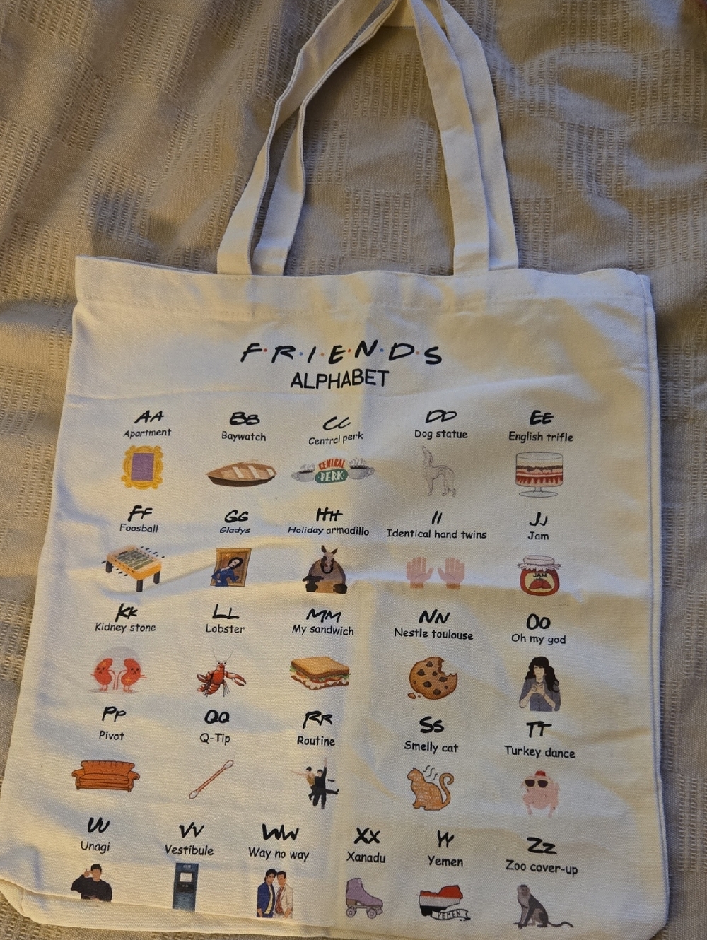 FRIENDS Alphabet Canvas Tote Bag - Cream